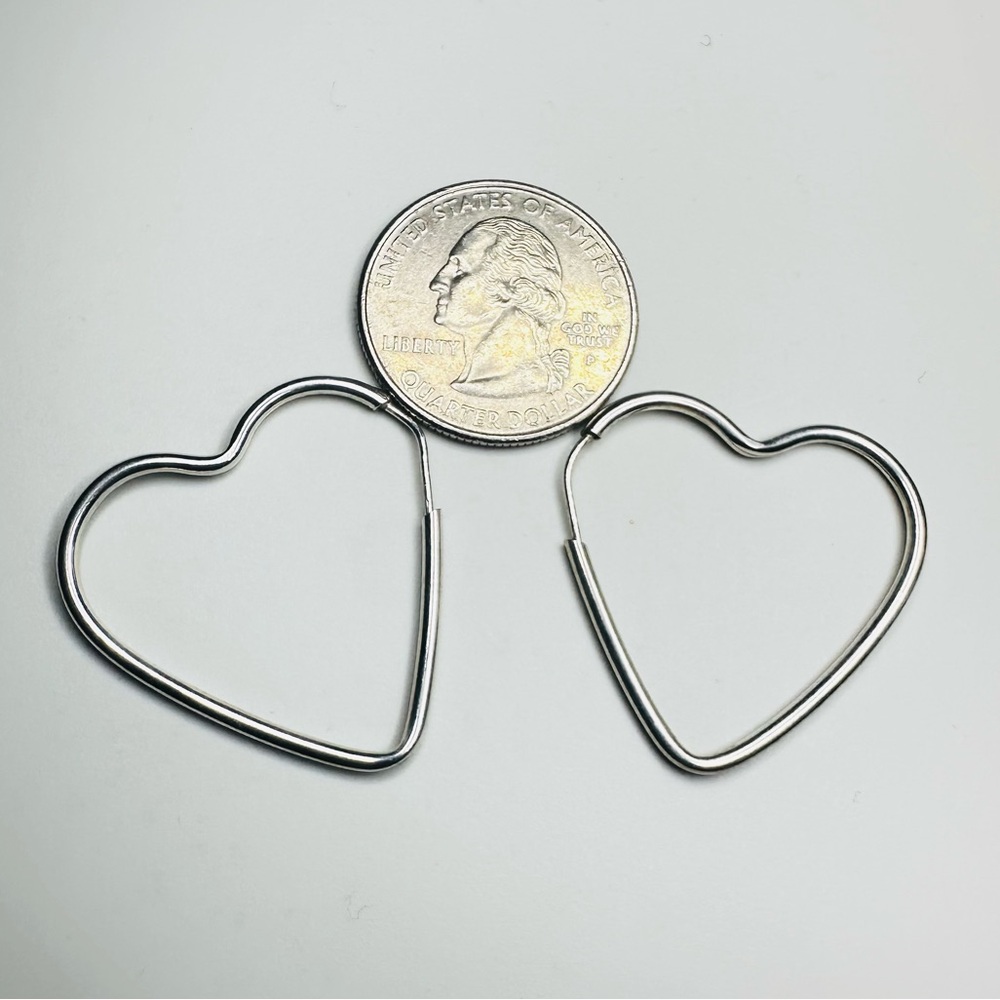 925 Heart Hoops - Sterling Silver Endless Posts - Picture 3 of 5